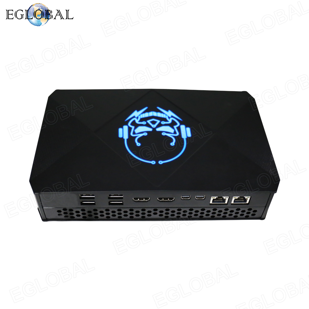 Eglobal 8th i5 8305G Mini PC RX Vega M GH Graphics 8*USB 2*Lan 2*HDMI 2*Mini DP Computer with FAN
