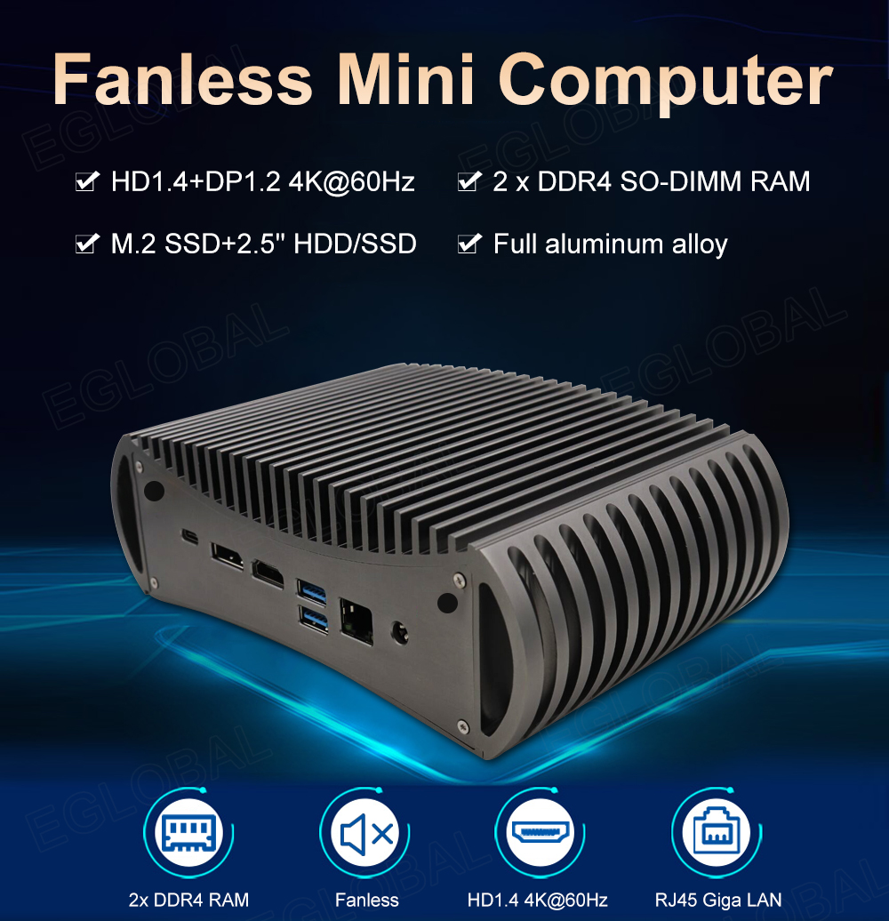 Eglobal M10 11th Gen i5 1135G7 Fanless Mini PC Pocket Size 7*24hours Working Win11 Gaming Computer