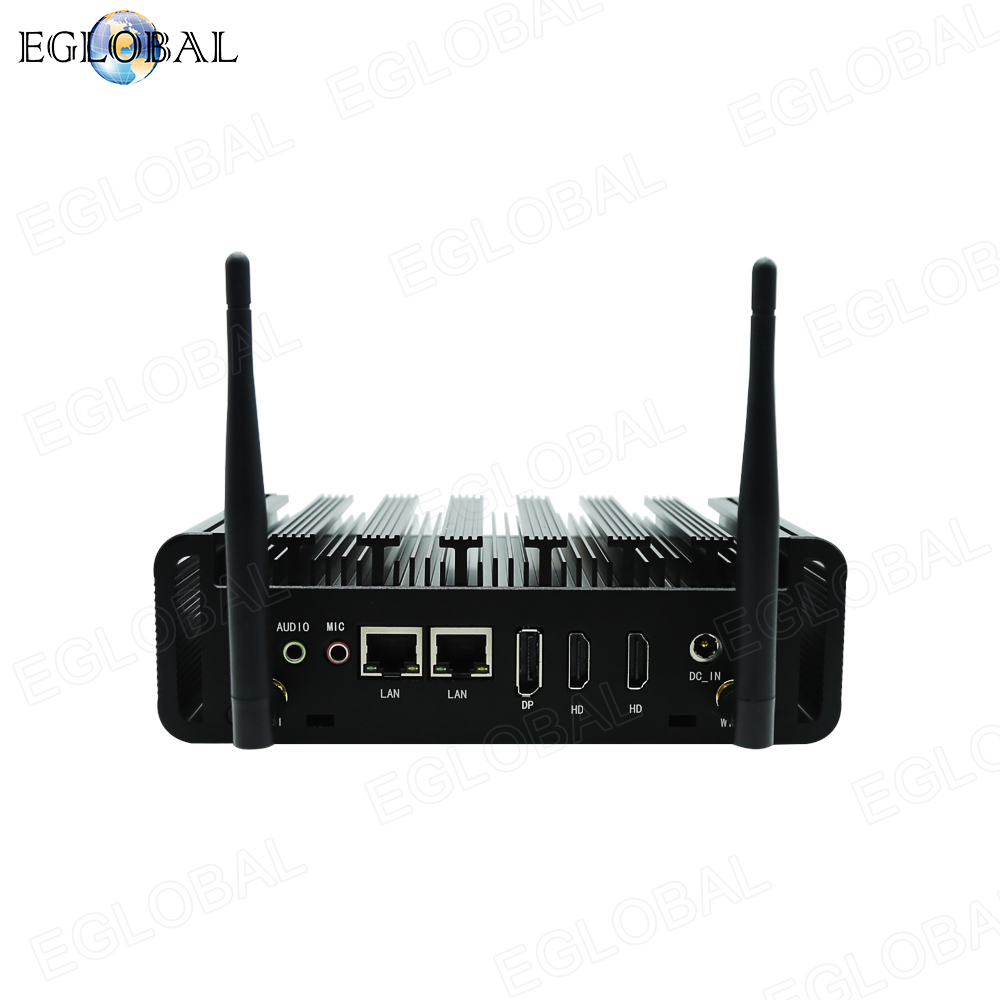 Eglobal Fanless industrial PC Intel N150 3*Display 2*RS232 Com 2*RJ45 Lan Mini Computer Wifi