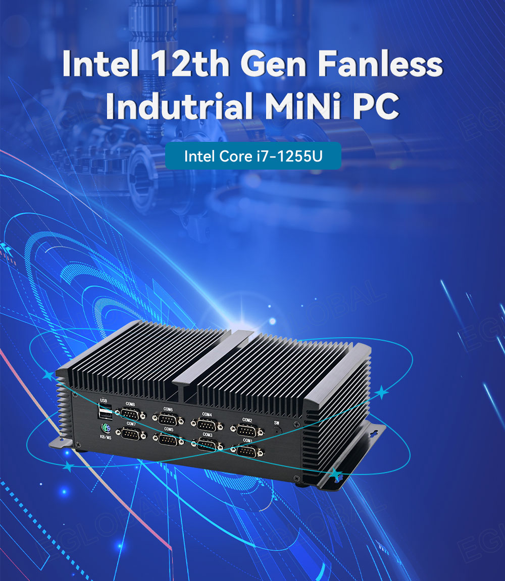 Eglobal New Industial Mini PC Intel Core i5 1335U 3*RJ45 8*COM 2*HDMI DP GPIO SIM Embedded Computer