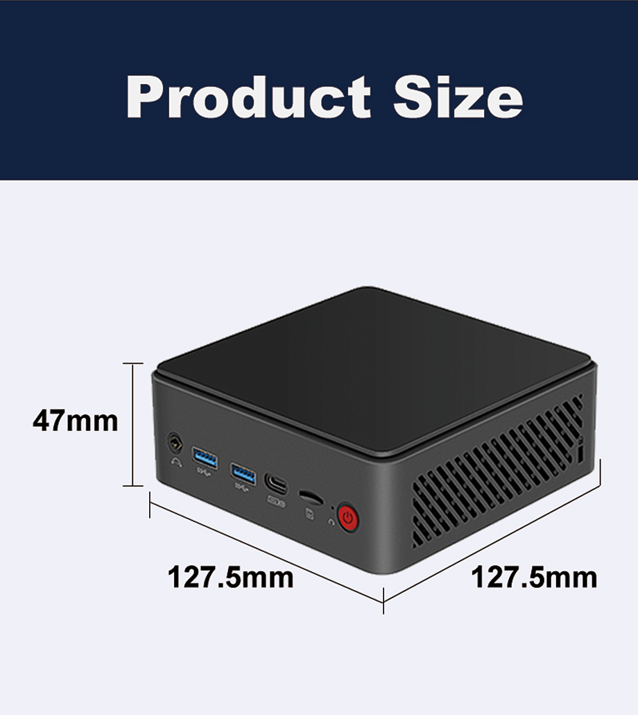 Eglobal Fan Mini PC Intel 14th Gen Ultra 5 125H 14Cores Dual Lan Ports DP Type C Gaming Desktop Wifi