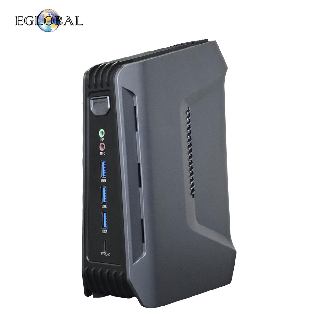 Eglobal Best Fanless Mini Gaming PC Small Intel Ultra 7 155H DDR5 NVME RJ45 Thunderbolt 4 Desktop