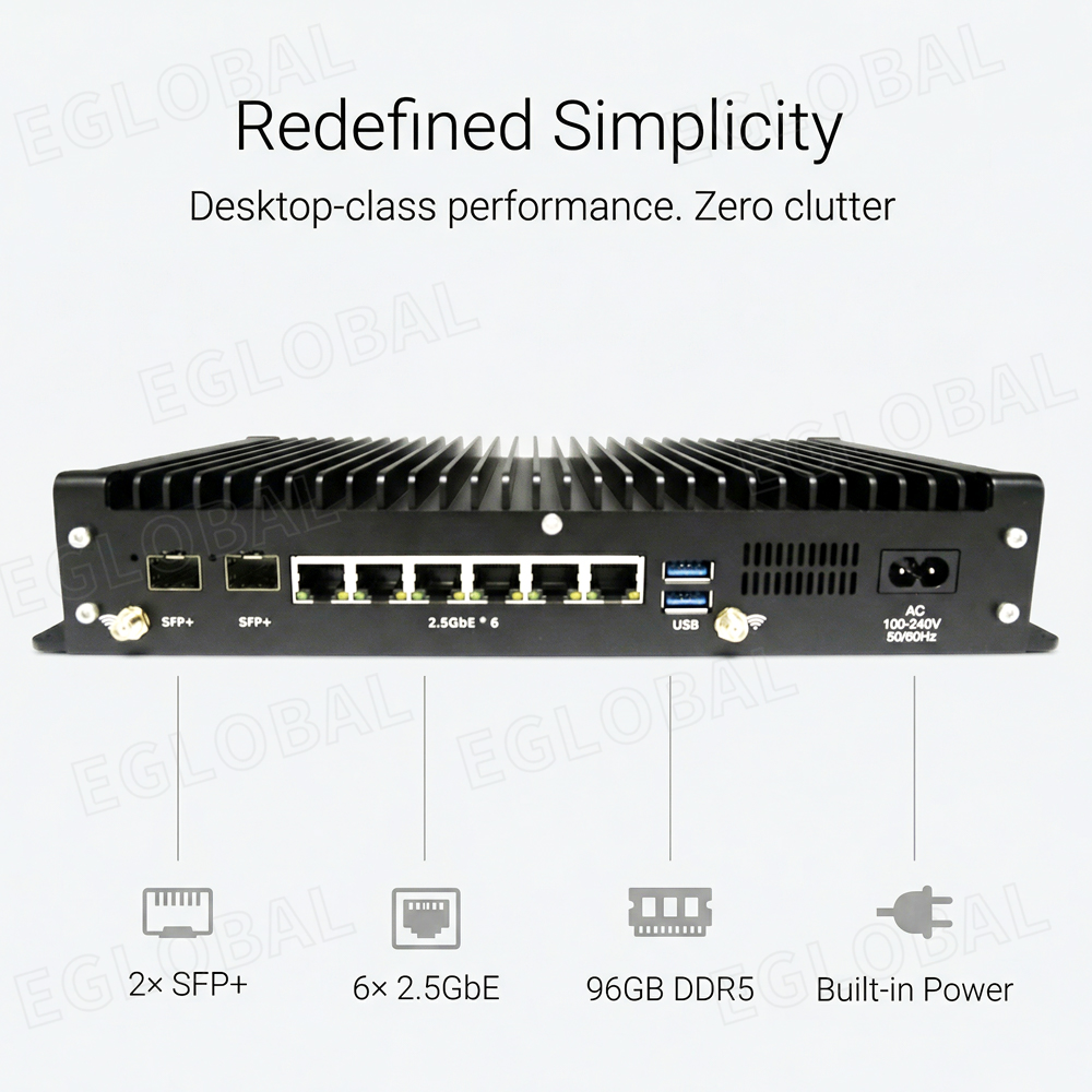 New Industrial Mini PC Core i3 1215U 6*2.5G Lan 2 x 10-gigabit optical ports Built in Power Module