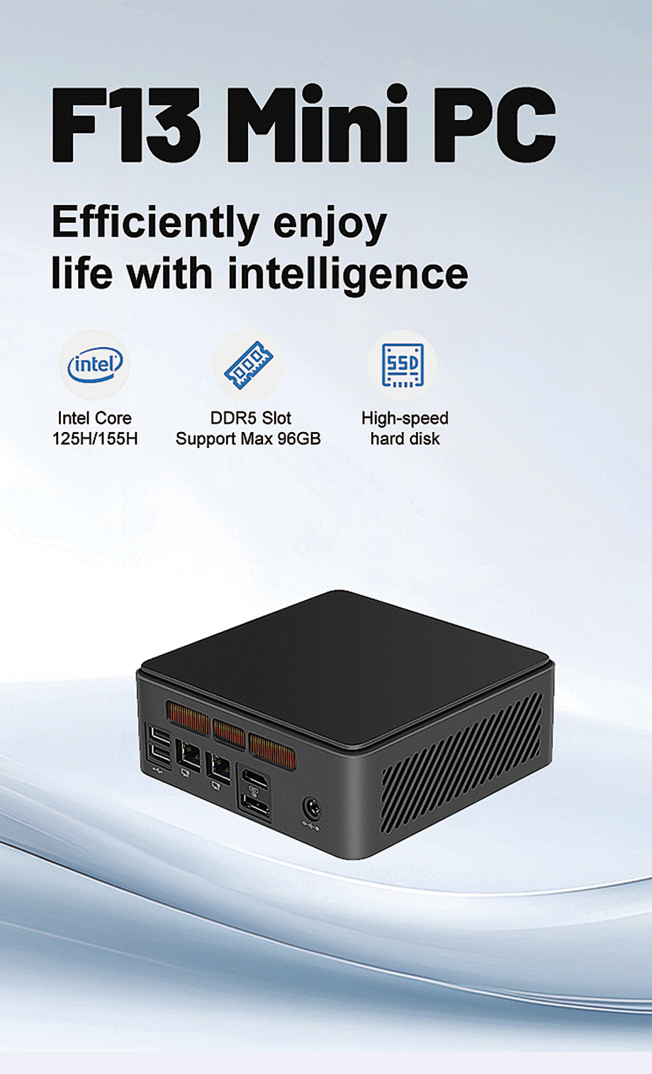 Eglobal 12th Gen i3 1215U DDR4 Fan Mini PC 2*Lan Support Thunderbolt UHD high quality Computer